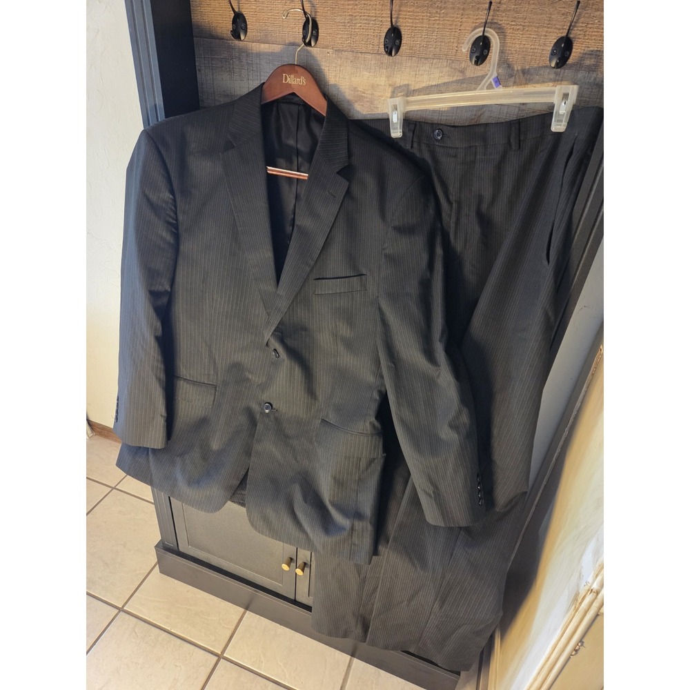 Haggar Suit Up System men's pinstripe suit, Charcoal, Business